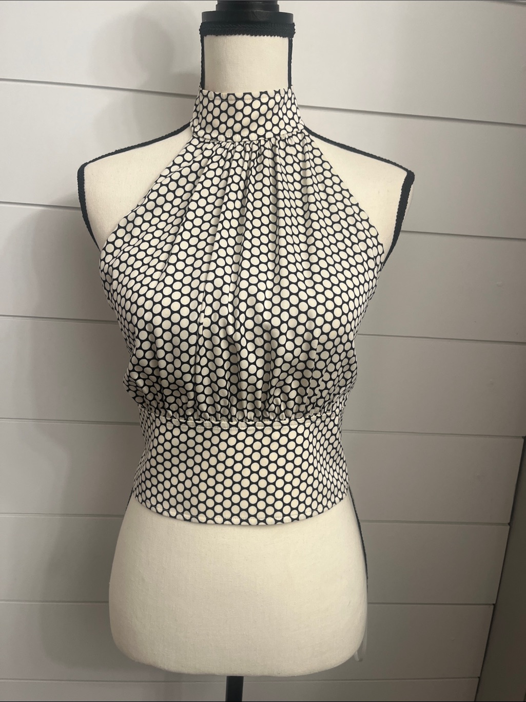 Diane Von Furstenberg Black & White Polka Dot Halter Top